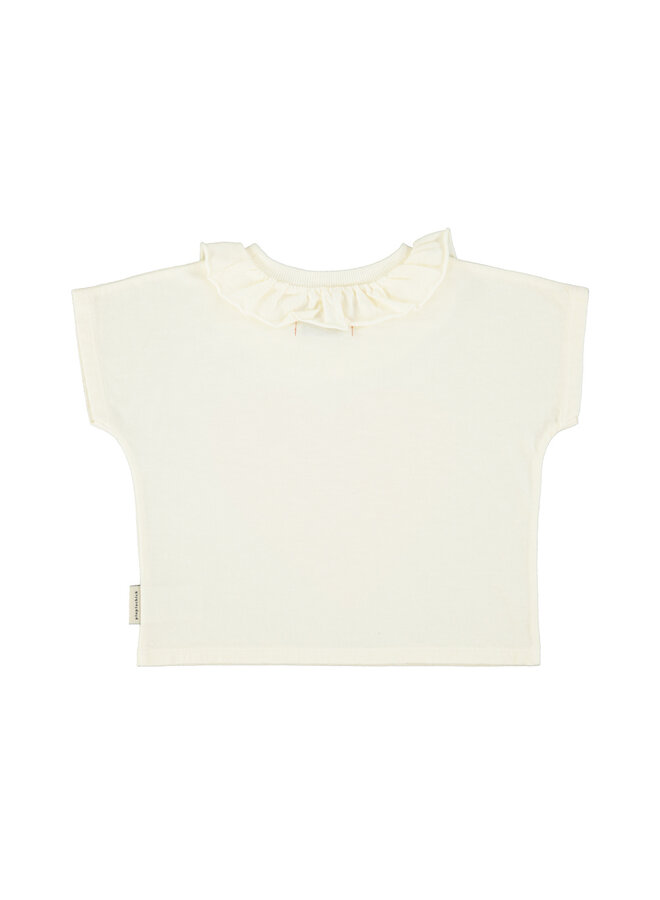 Piupiuchick | t'shirt w/ collar| ecru w/ red heart print