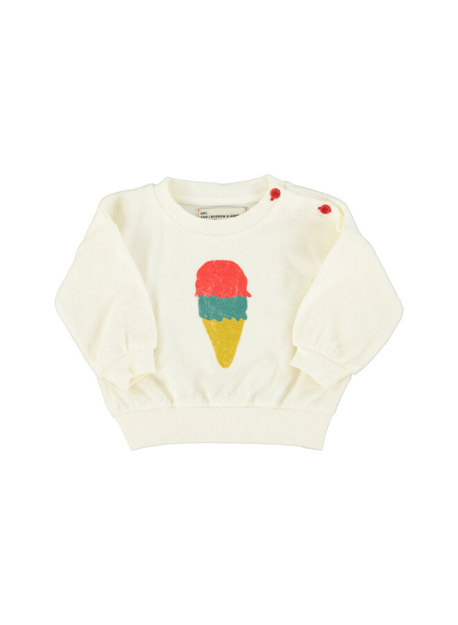 Piupiuchick | baby sweatshirt | ecru w/ ice cream print