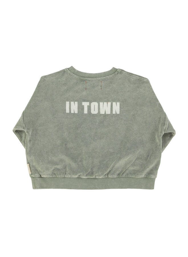 Piupiuchick | sweatshirt | washed green w/ "best friend" print