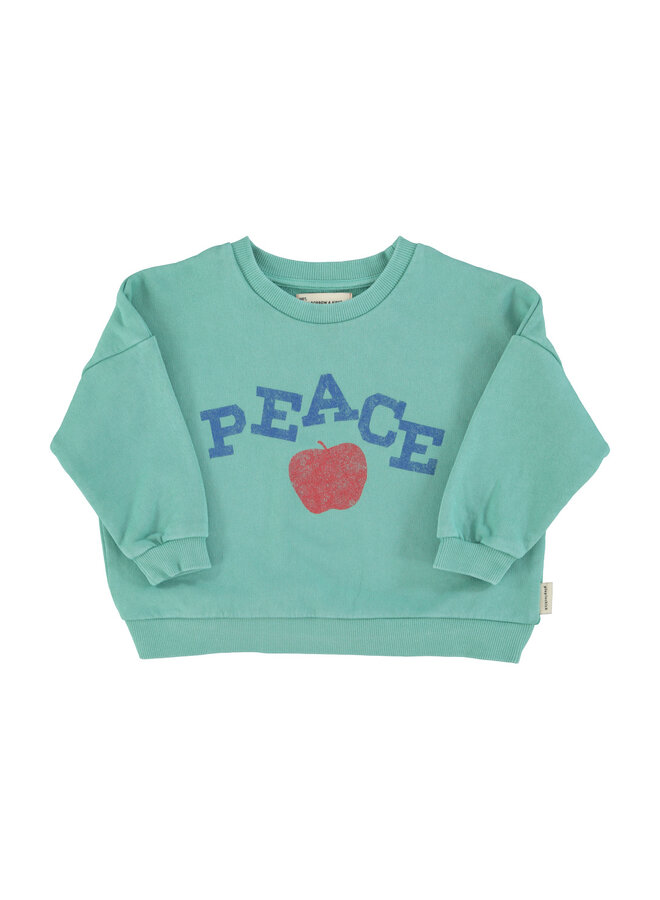 Piupiuchick | sweatshirt | turquoise w/ "peace" print