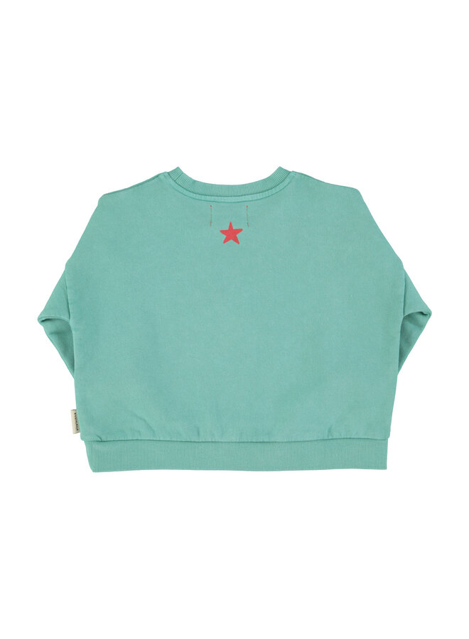 Piupiuchick | sweatshirt | turquoise w/ "peace" print