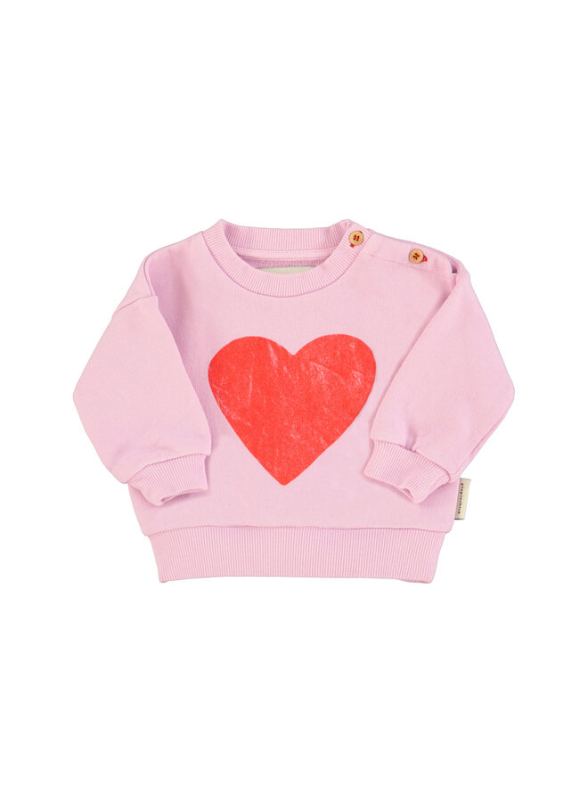 Piupiuchick | baby sweatshirt | lilac w/ red heart print