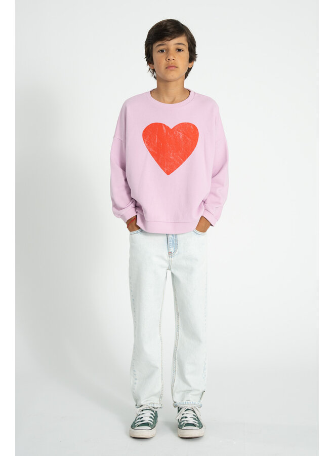Piupiuchick | sweatshirt | lilac w/ red heart print