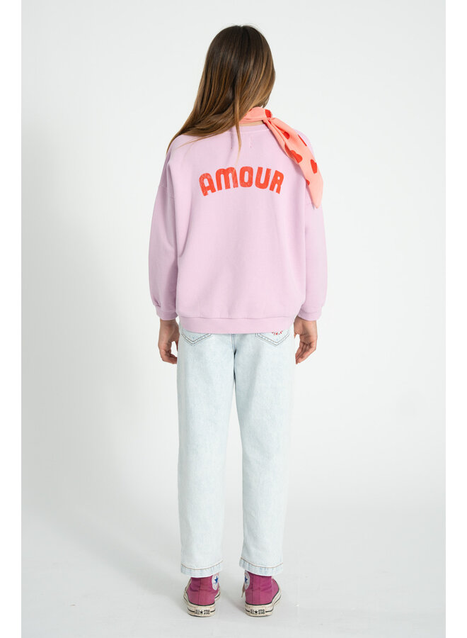 Piupiuchick | sweatshirt | lilac w/ red heart print