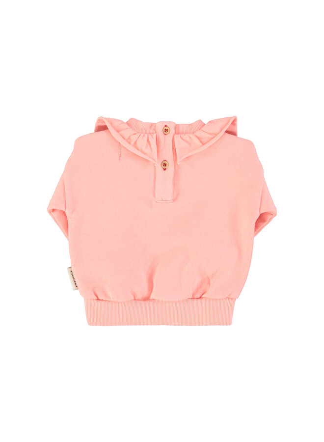 Piupiuchick | baby sweatshirt w/ collar | light pink w/ strawberry print
