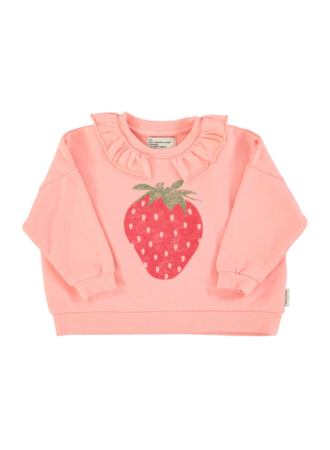 Piupiuchick | sweatshirt w/ collar | light pink w/ strawberry print