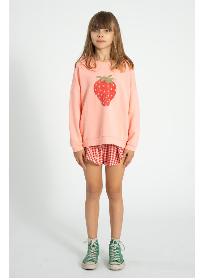 Piupiuchick | sweatshirt w/ collar | light pink w/ strawberry print