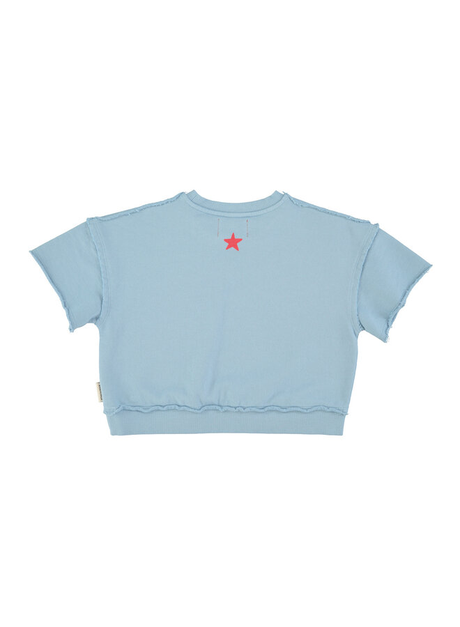 Piupiuchick | short sleeve sweatshirt | blue w/ "A" print