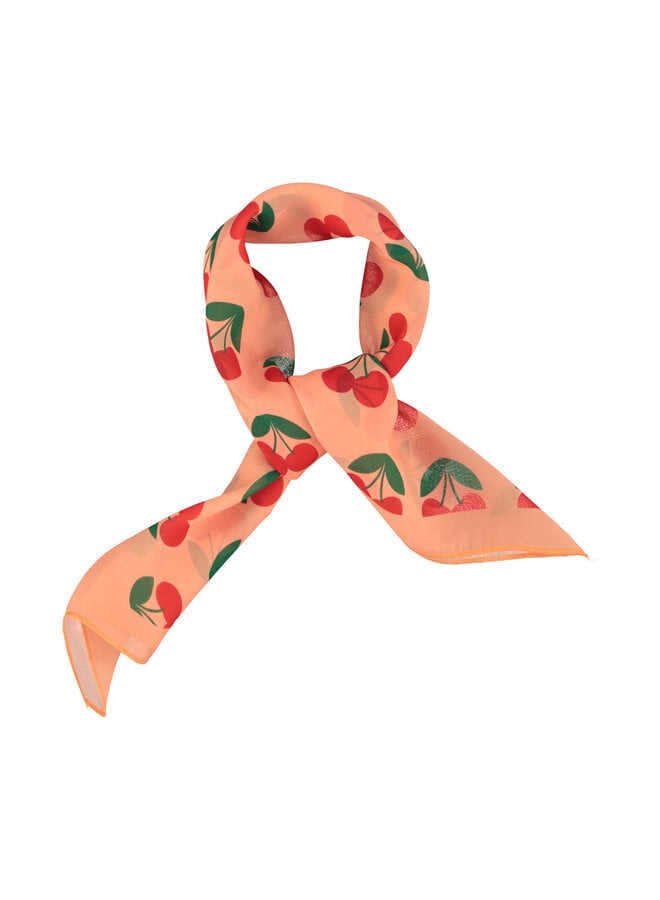 Piupiuchick | silky bandana | coral w/ cherries allover
