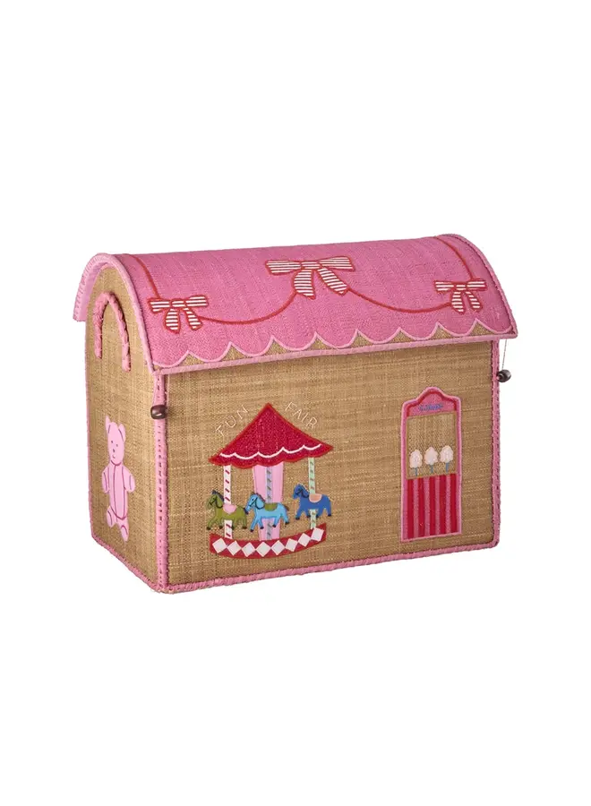 Rice | raffia basket | pink fun fair theme | medium