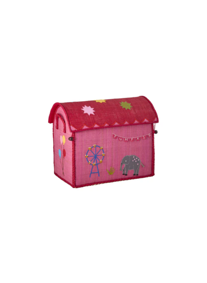 Rice | raffia basket | pink fun fair theme | small