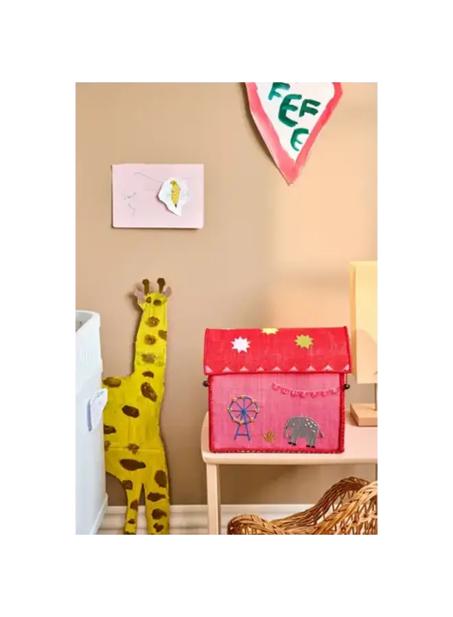 Rice | raffia basket | pink fun fair theme | small