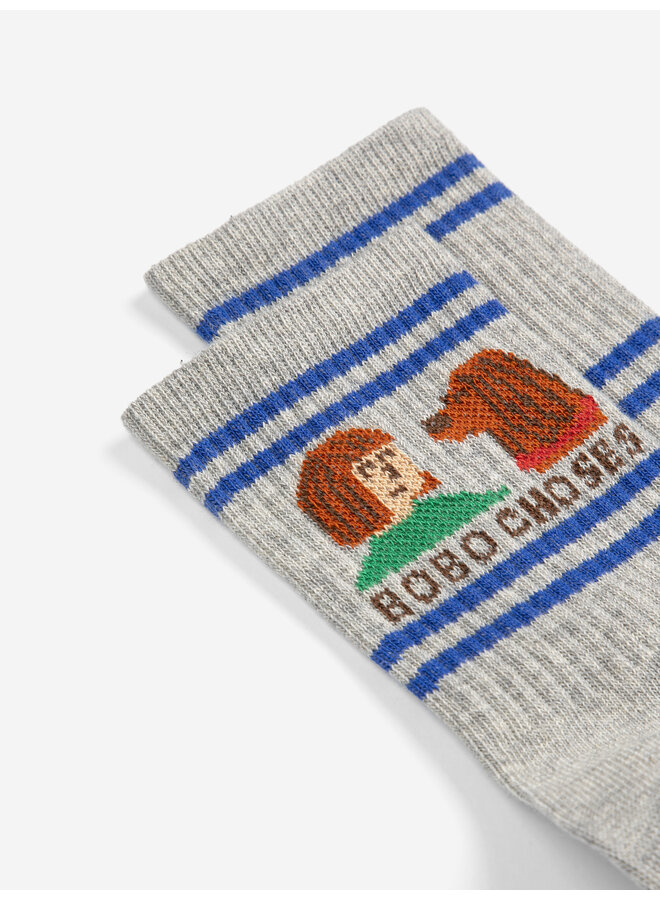 Bobo Choses | friends in a pickle short socks | heather grey