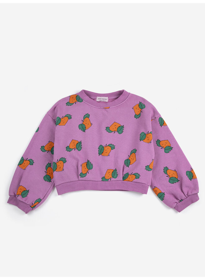 Bobo Choses | tangerine all over cropped sweatshirt | purple