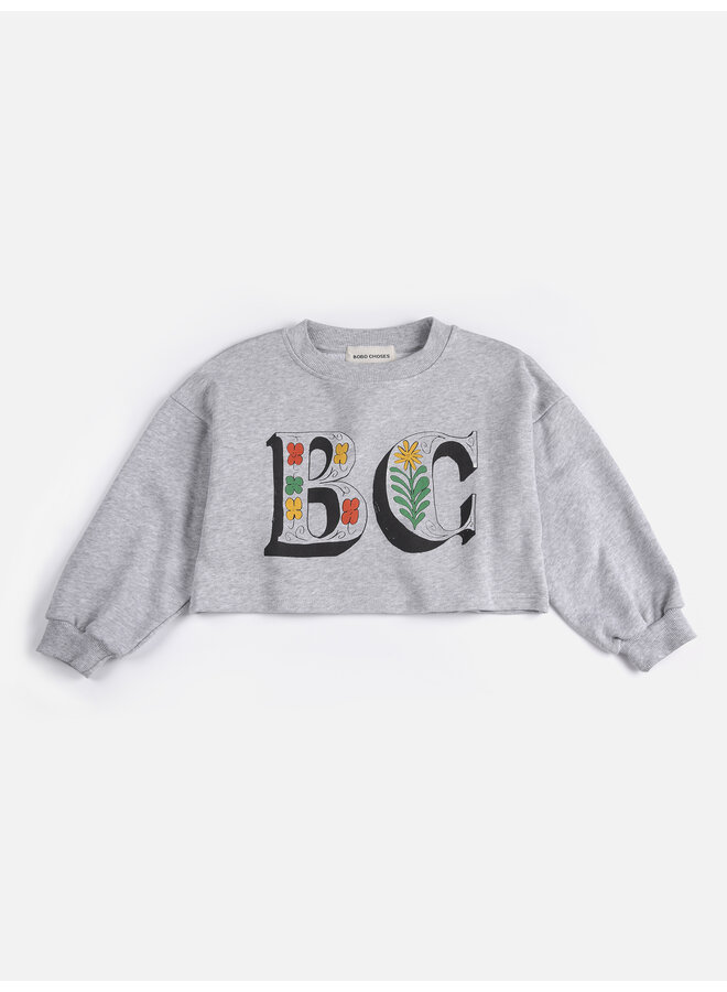Bobo Choses | spring letters cropped sweatshirt | heather grey