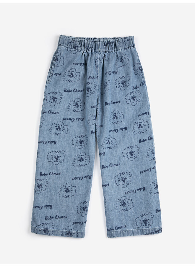 Bobo Choses | pickles the dog all over light denim pants | prussian blue