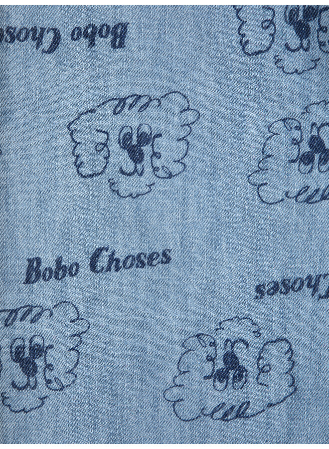 Bobo Choses | pickles the dog all over light denim pants | prussian blue