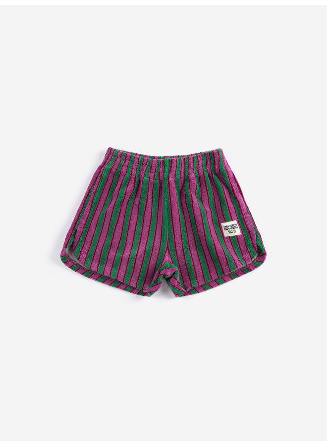 Bobo Choses | striped terry cloth shorts  | purple