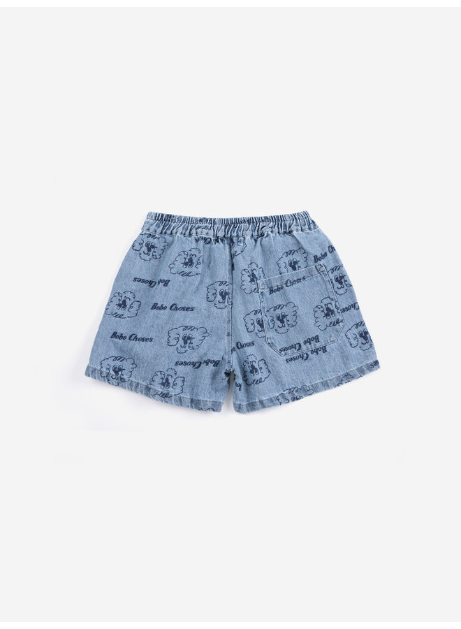 Bobo Choses | pickles the dog all over denim short | prussian blue