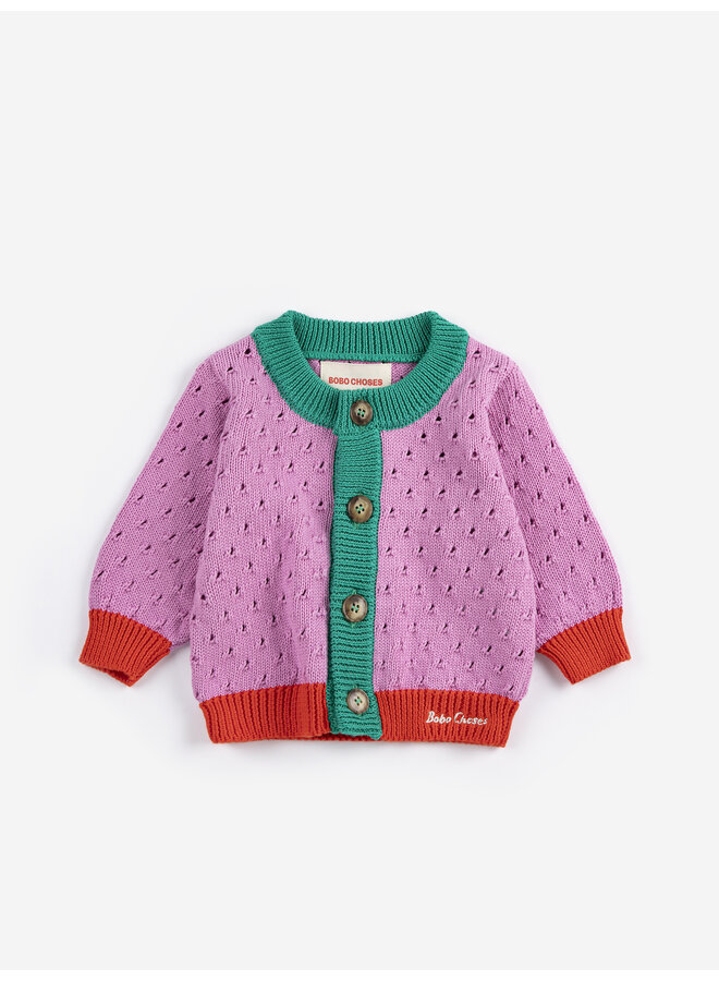 Bobo Choses | color block open work cardigan | multicolor