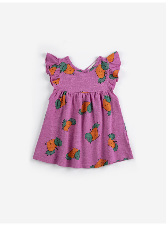 Bobo Choses | tangerine all over ruffled dress | fuchsia