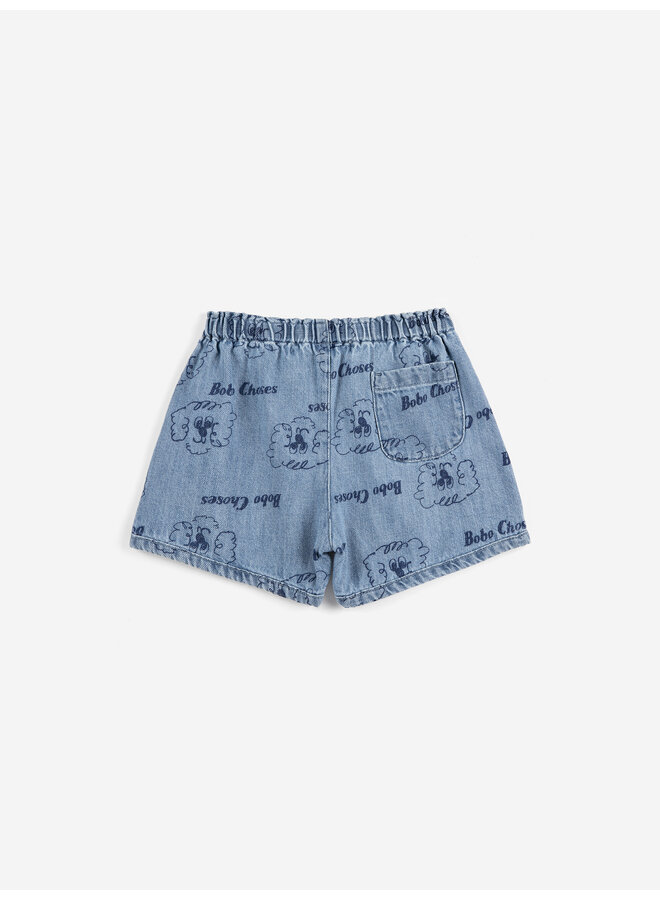 Bobo Choses | pickles the dog all over denim short | prussian blue