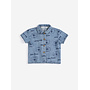 Bobo Choses | pickles the dog all over denim shirt | light blue