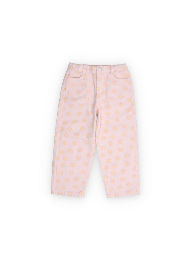 The New Society | smiley denim pant smiley print