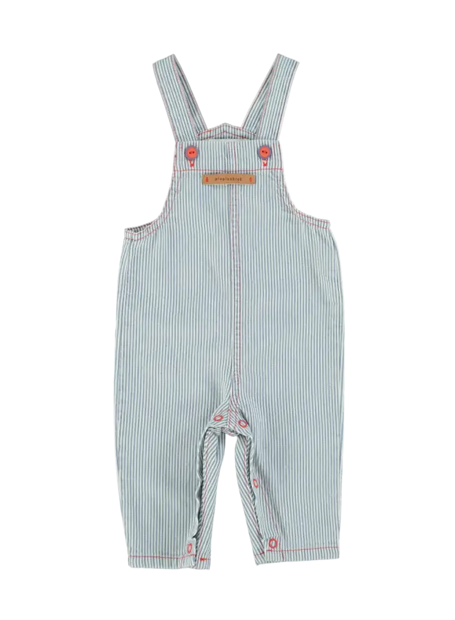 Piupiuchick | baby dungarees | ecru w/ indigo stripes