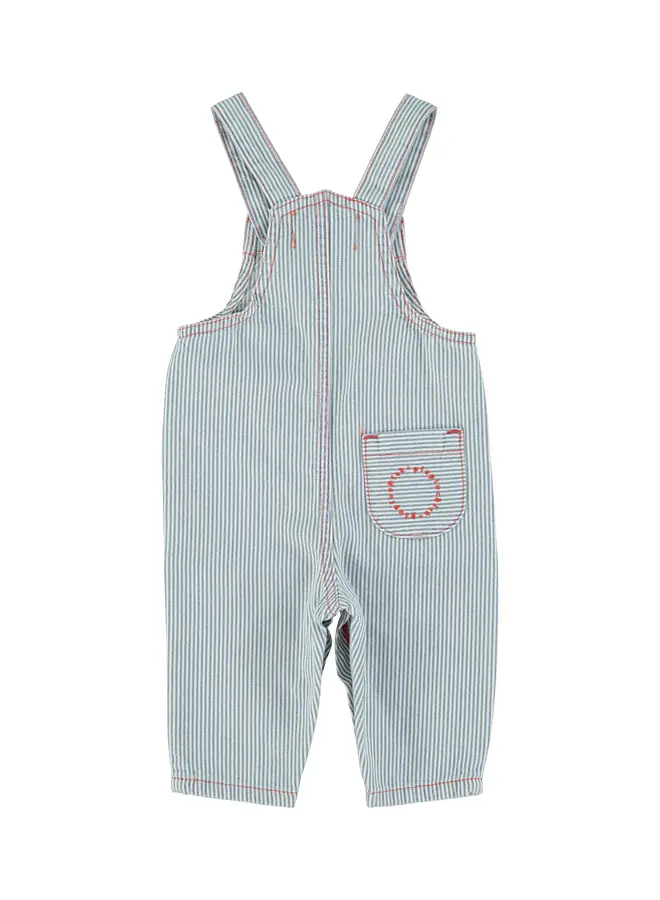 Piupiuchick | baby dungarees | ecru w/ indigo stripes