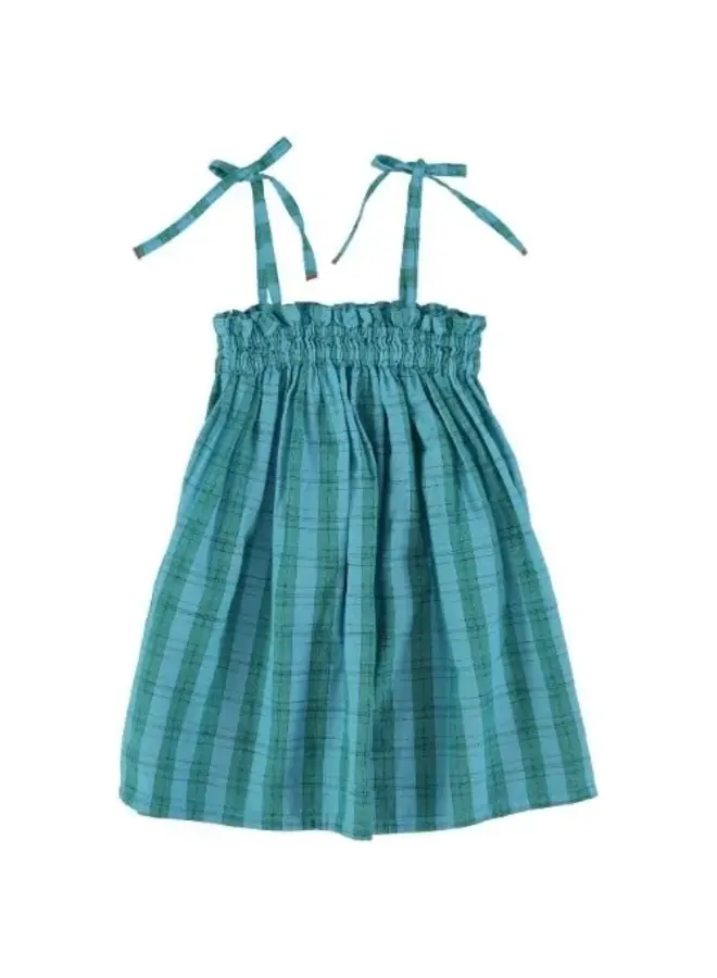 Piupiuchick | short dress w/ straps | blue & green checkered