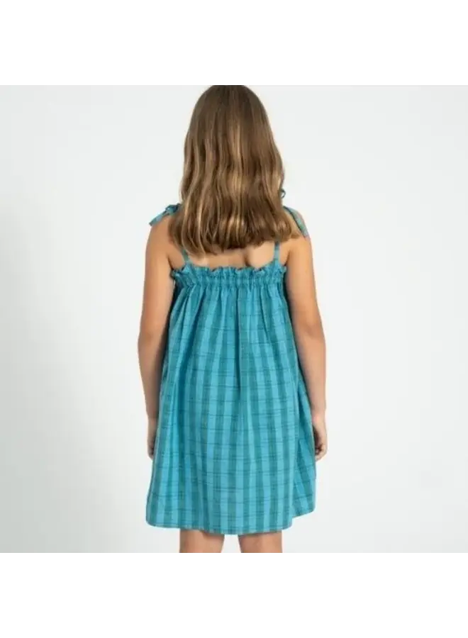 Piupiuchick | short dress w/ straps | blue & green checkered