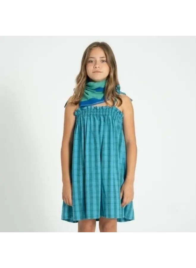 Piupiuchick | short dress w/ straps | blue & green checkered
