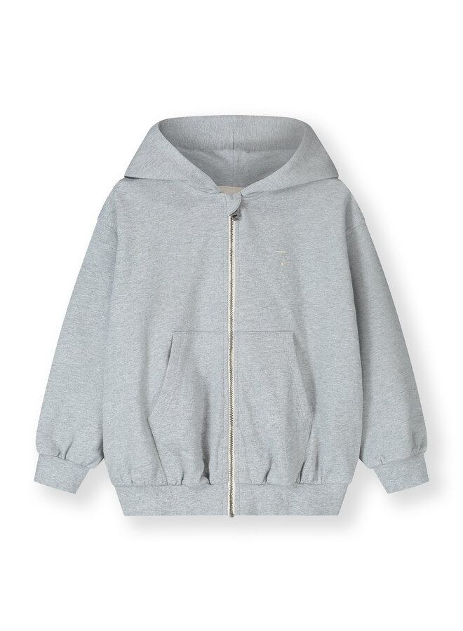 Gray Label | hooded cardigan w/ zip gots | grey melange