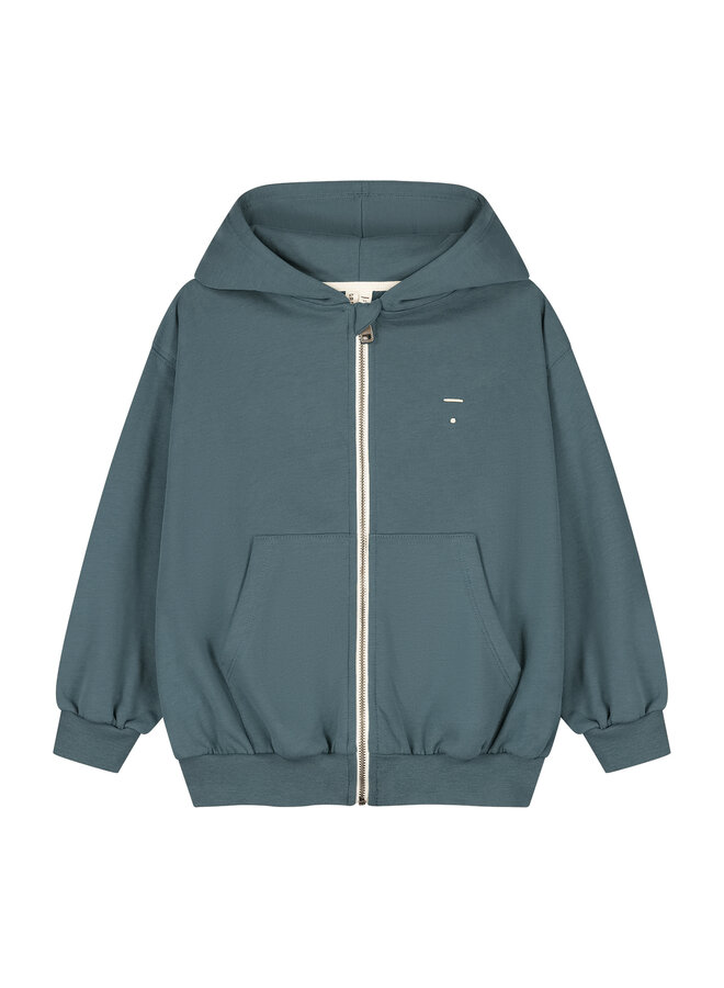 Gray Label | hooded cardigan w/ zip gots | blue grey