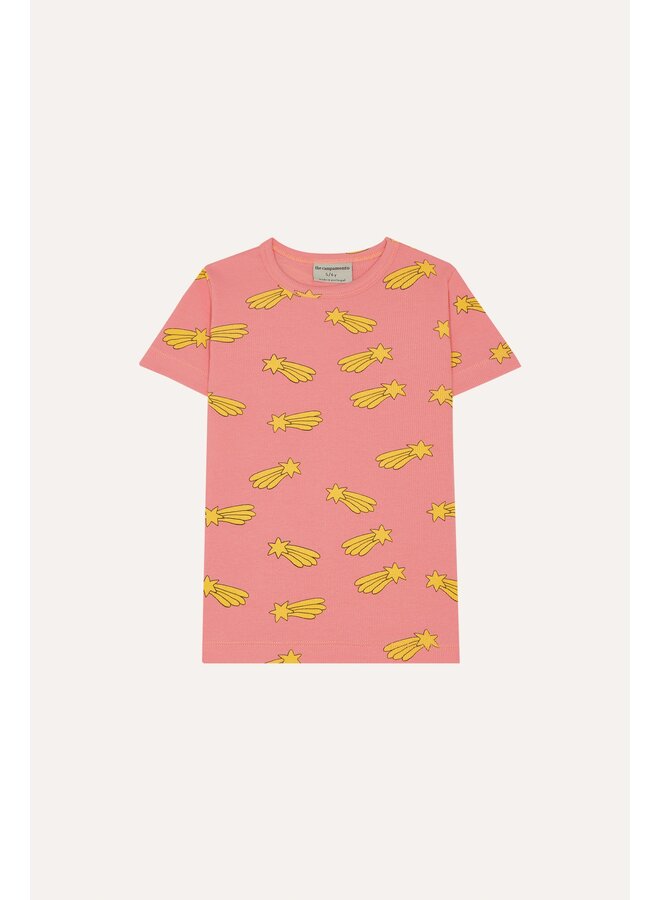 The Campamento | falling stars allover tshirt | pink