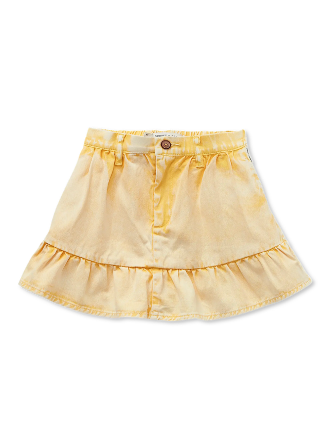 Sproet & Sprout | denim peplum skirt | pastel yellow