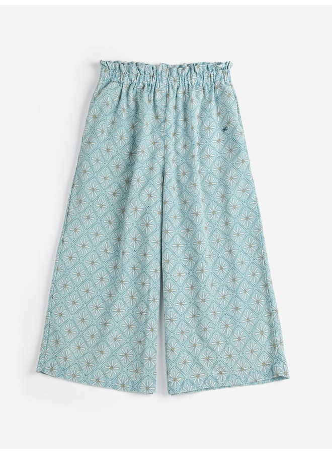Bobo Choses | daisy mosaic all over woven culotte pants | light blue