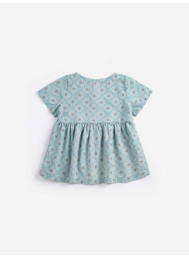 Bobo Choses | daisy mosaic all over woven baby dress | light blue