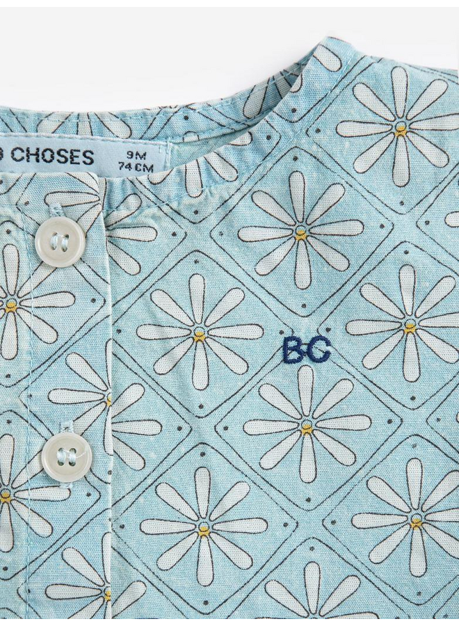 Bobo Choses | daisy mosaic all over woven baby dress | light blue