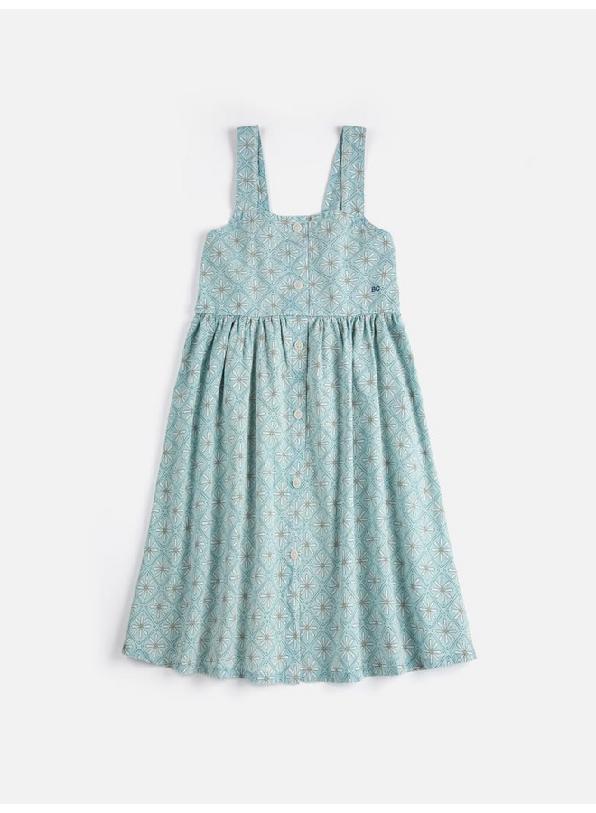 Bobo Choses | daisy mosaic all over woven dress | light blue