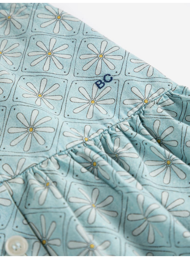Bobo Choses | daisy mosaic all over woven dress | light blue