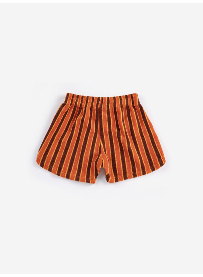 Bobo Choses | striped brick terry cloth shorts | orange