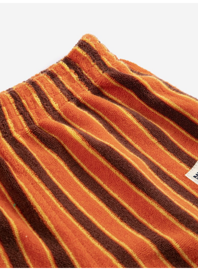 Bobo Choses | striped brick terry cloth shorts | orange