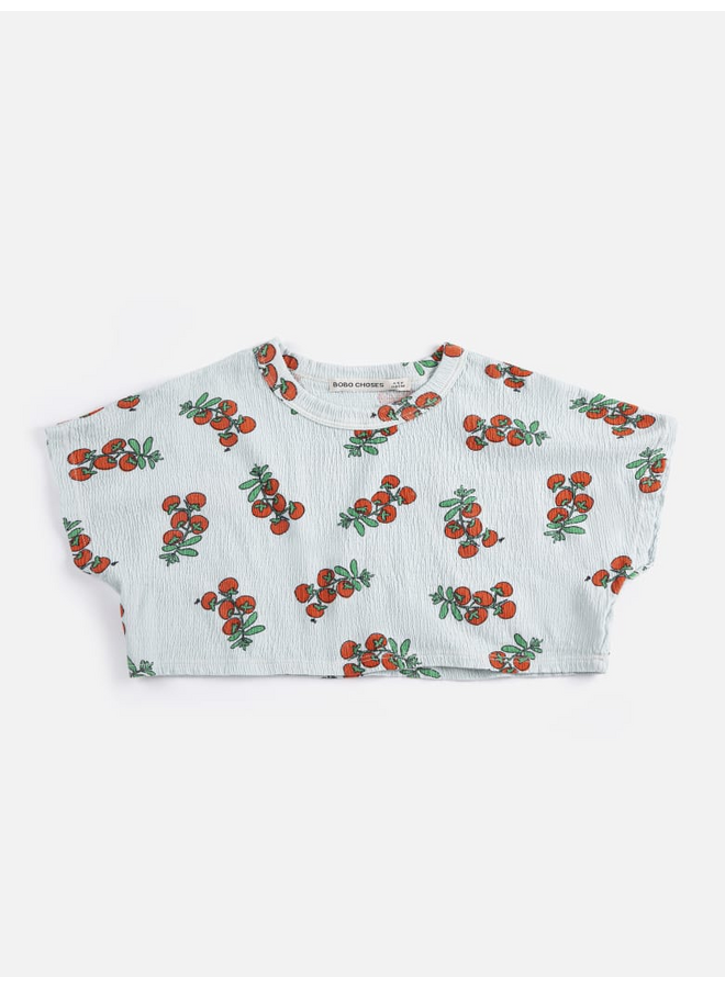 Bobo Choses | juicy tomatoes all over cropped t-shirt | light blue