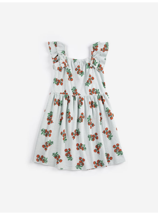 Bobo Choses | juicy tomatoes all over ruffled dress | light blue