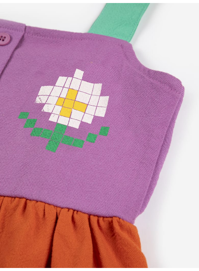 Bobo Choses | pixel daisy color block woven dress | multicolor