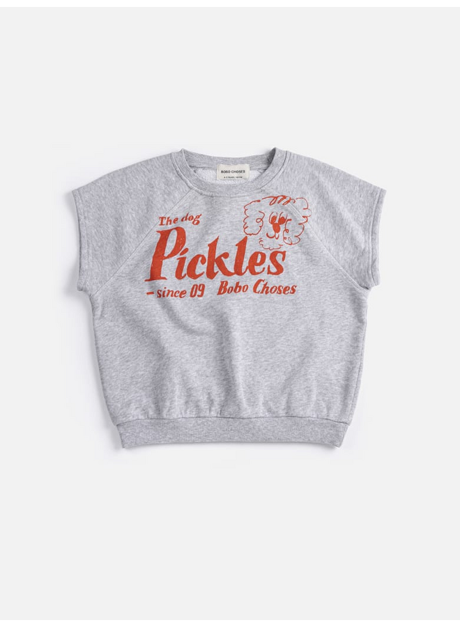 Bobo Choses | pickles the dog sleeveless sweatshirt | heather grey