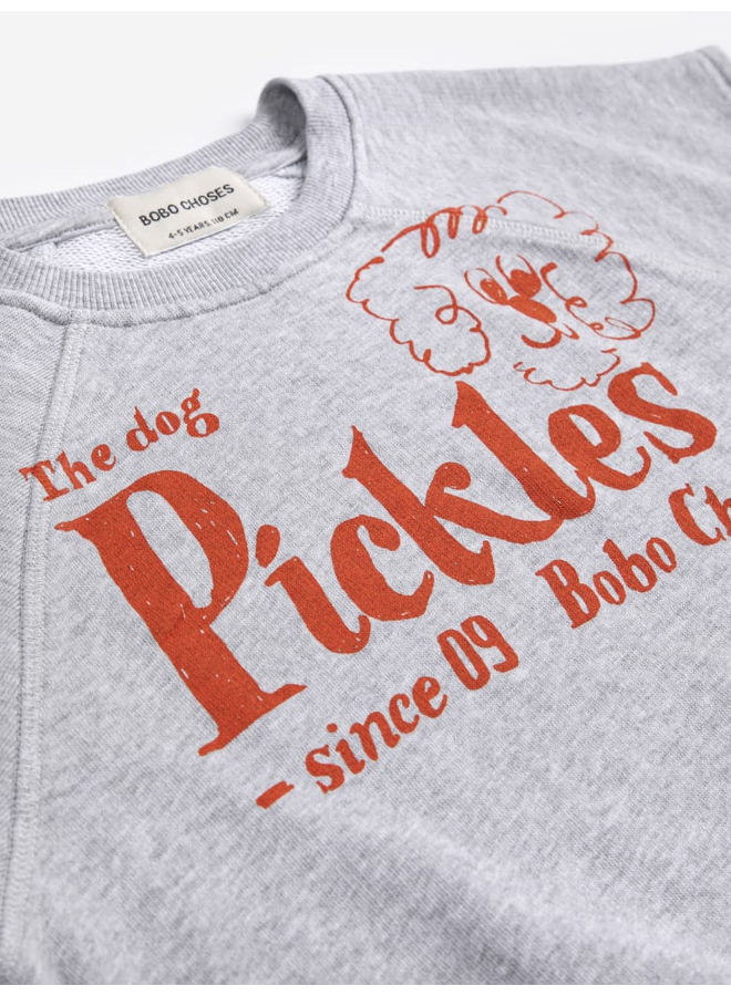 Bobo Choses | pickles the dog sleeveless sweatshirt | heather grey
