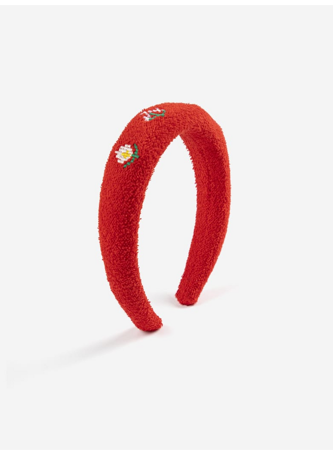 Bobo Choses | pixel daisies terry cloth headband | red